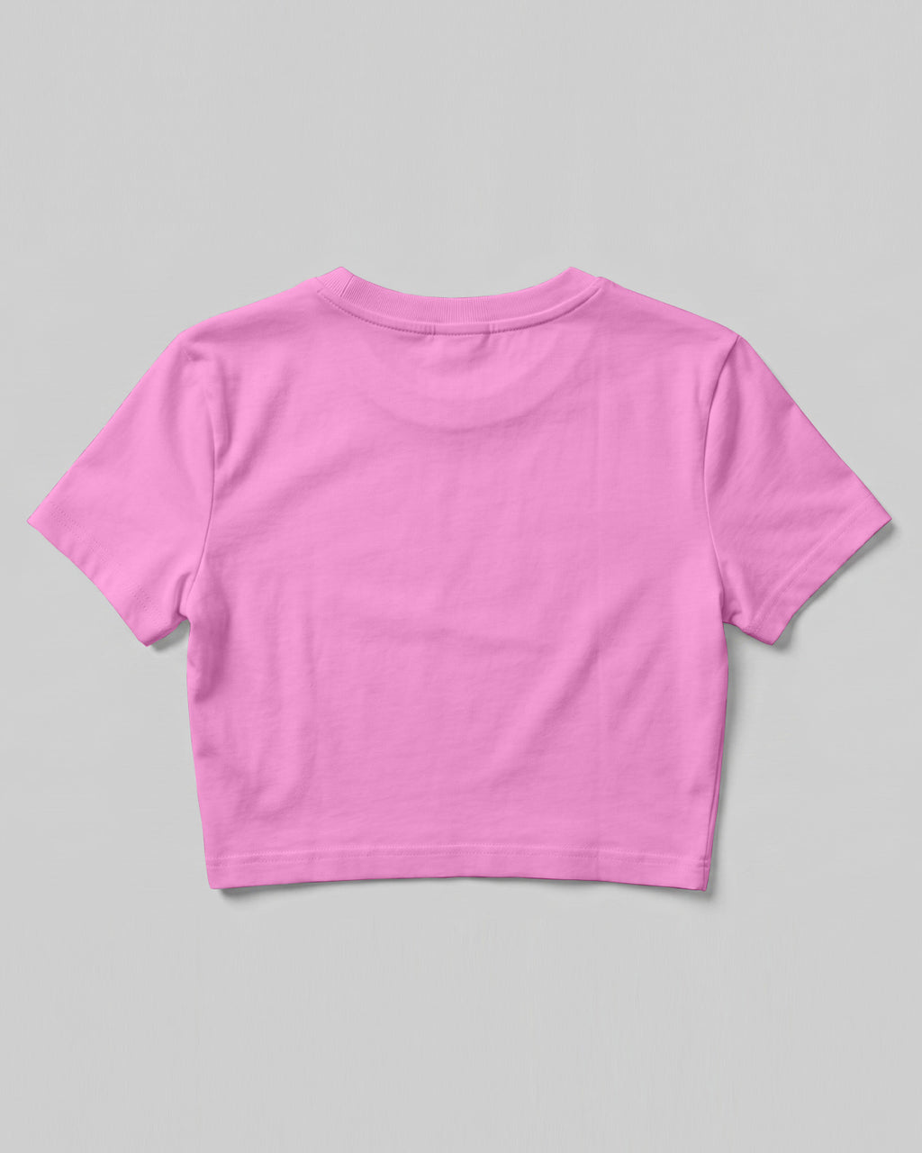 Pink plain crop top made from premium cotton, 180 GSM red label yarn, biowashed for softness and durability.