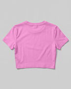 Pink plain crop top made from premium cotton, 180 GSM red label yarn, biowashed for softness and durability.