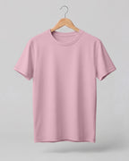 Baby Pink plain half sleeve round neck t-shirt made from premium cotton, 180 GSM red label yarn, biowashed for softness and durability.