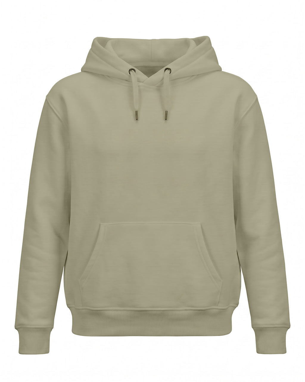Beige plain solid regular hoodie made from premium cotton fleece, 320 GSM, bio-washed and pre-shrunk for softness and structure.