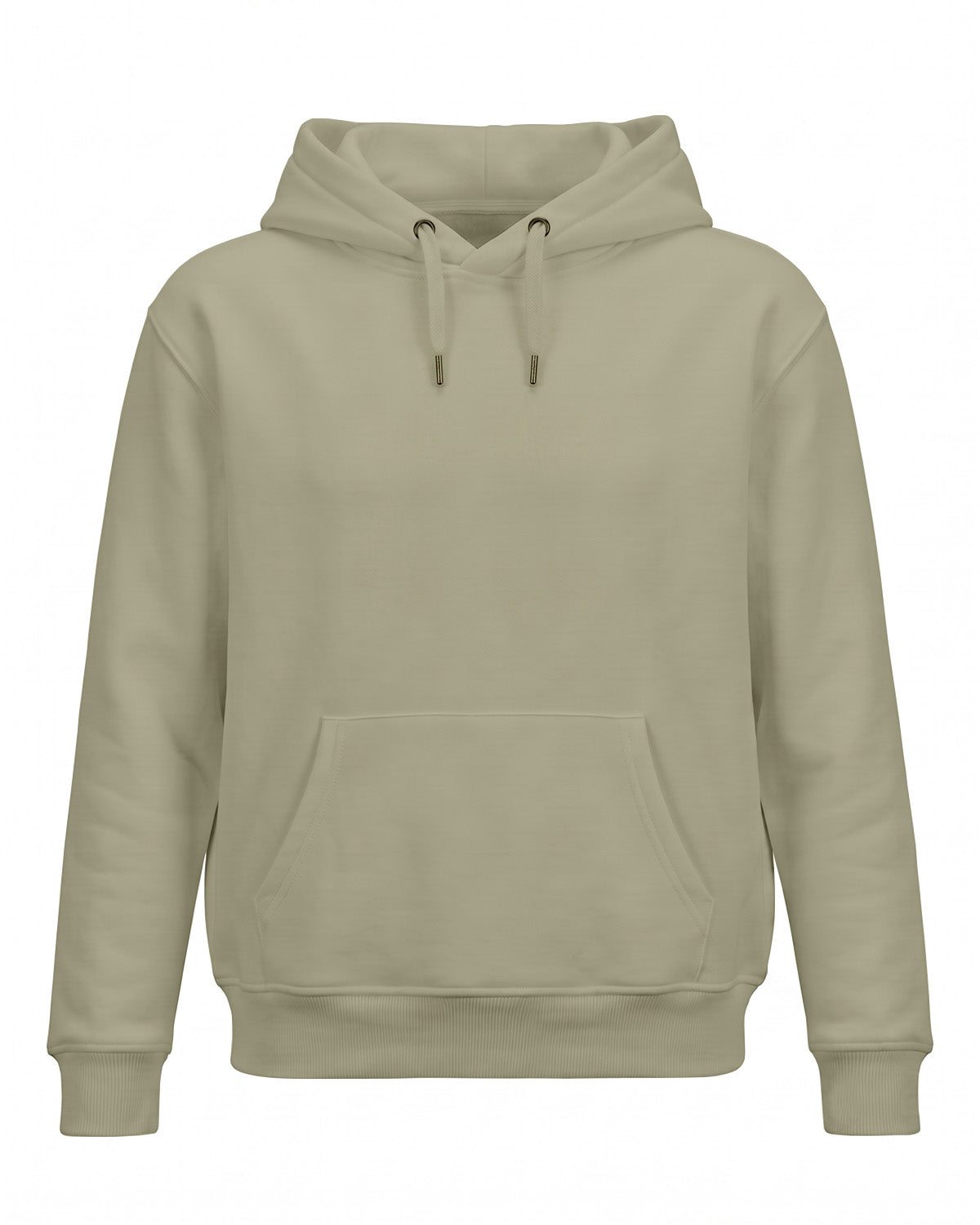 Beige plain solid regular hoodie made from premium cotton fleece, 320 GSM, bio-washed and pre-shrunk for softness and structure.