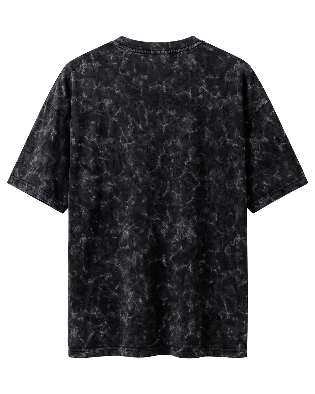 Black oversized acid washed plain half sleeve round neck t-shirt made from premium cotton 220 GSM red label yarn, biowashed for softness.