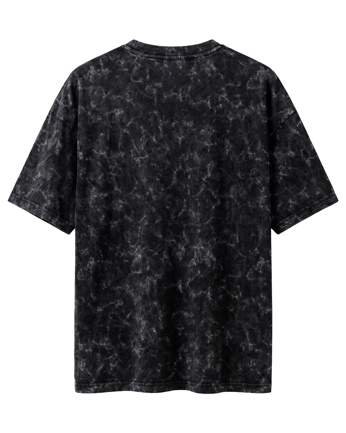 Black oversized acid washed plain half sleeve round neck t-shirt made from premium cotton 220 GSM red label yarn, biowashed for softness.
