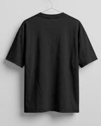 Black oversized plain half sleeve round neck t-shirt made from premium cotton 180 GSM red label yarn, biowashed for softness.