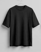 Black oversized plain half sleeve round neck t-shirt made from premium cotton 180 GSM red label yarn, biowashed for softness.