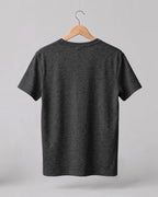 Charcoal Grey plain half sleeve round neck t-shirt made from premium cotton, 180 GSM red label yarn, biowashed for softness and durability.