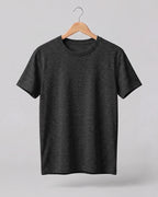 Charcoal Grey plain half sleeve round neck t-shirt made from premium cotton, 180 GSM red label yarn, biowashed for softness and durability.