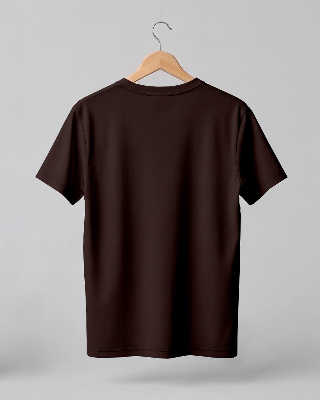 Coffee brown plain half sleeve round neck t-shirt made from premium cotton, 180 GSM red label yarn, biowashed for softness and durability.