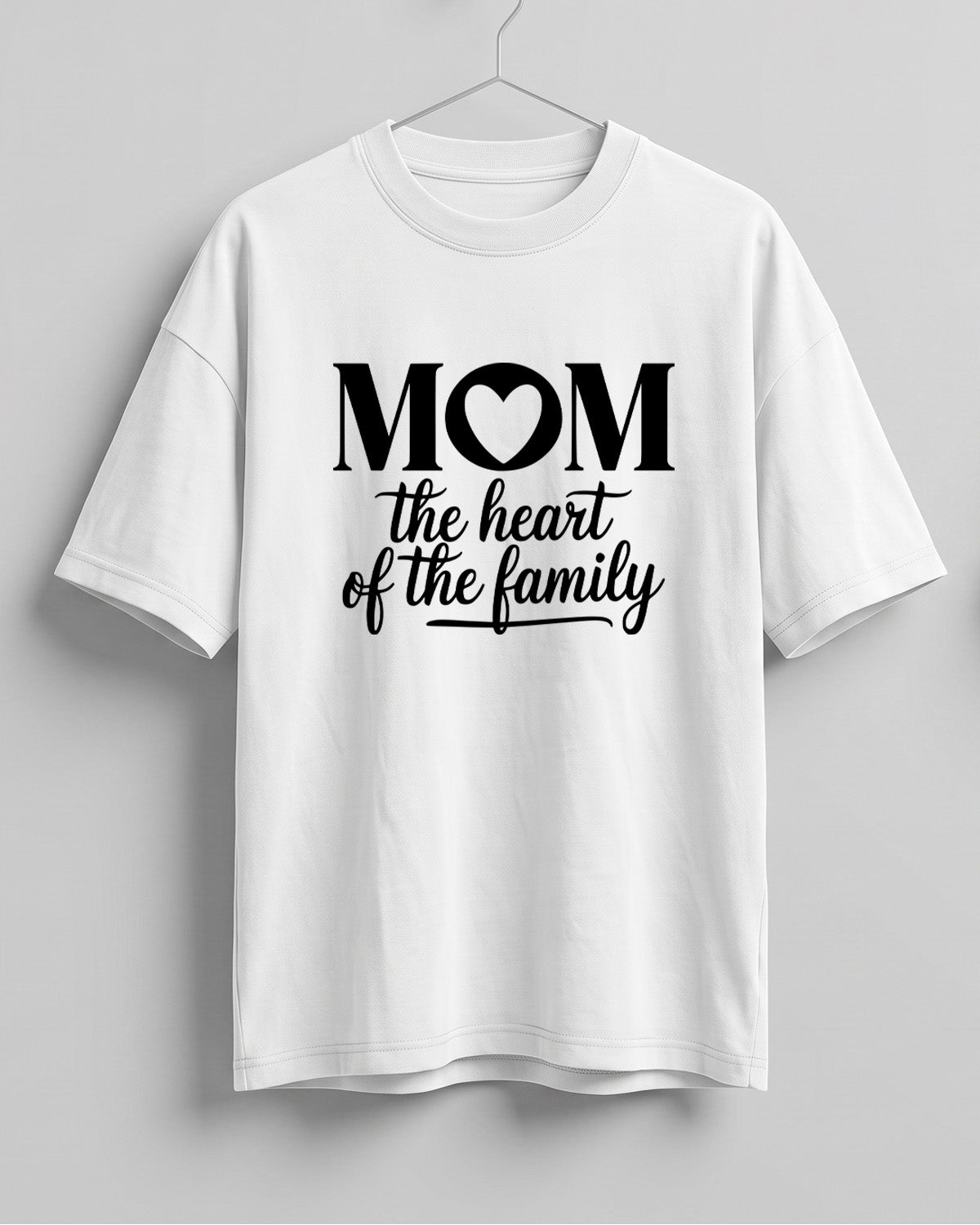 Xenovaurban oversized graphic T-shirt featuring Mom The Heart of the Family typography with a heart detail