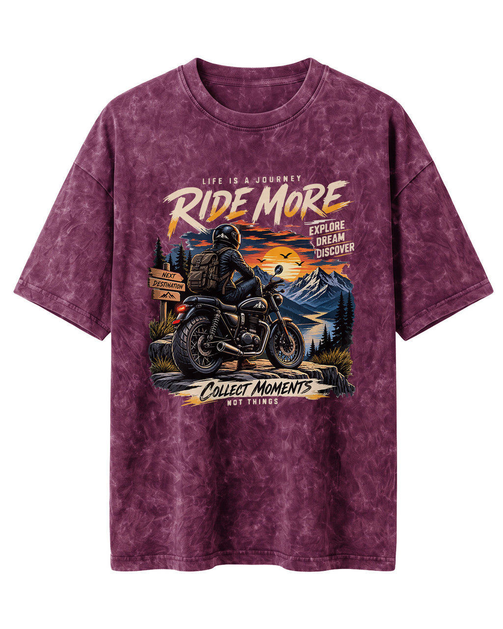 Ride more motorcycle graphic biker acid washed t-shirt