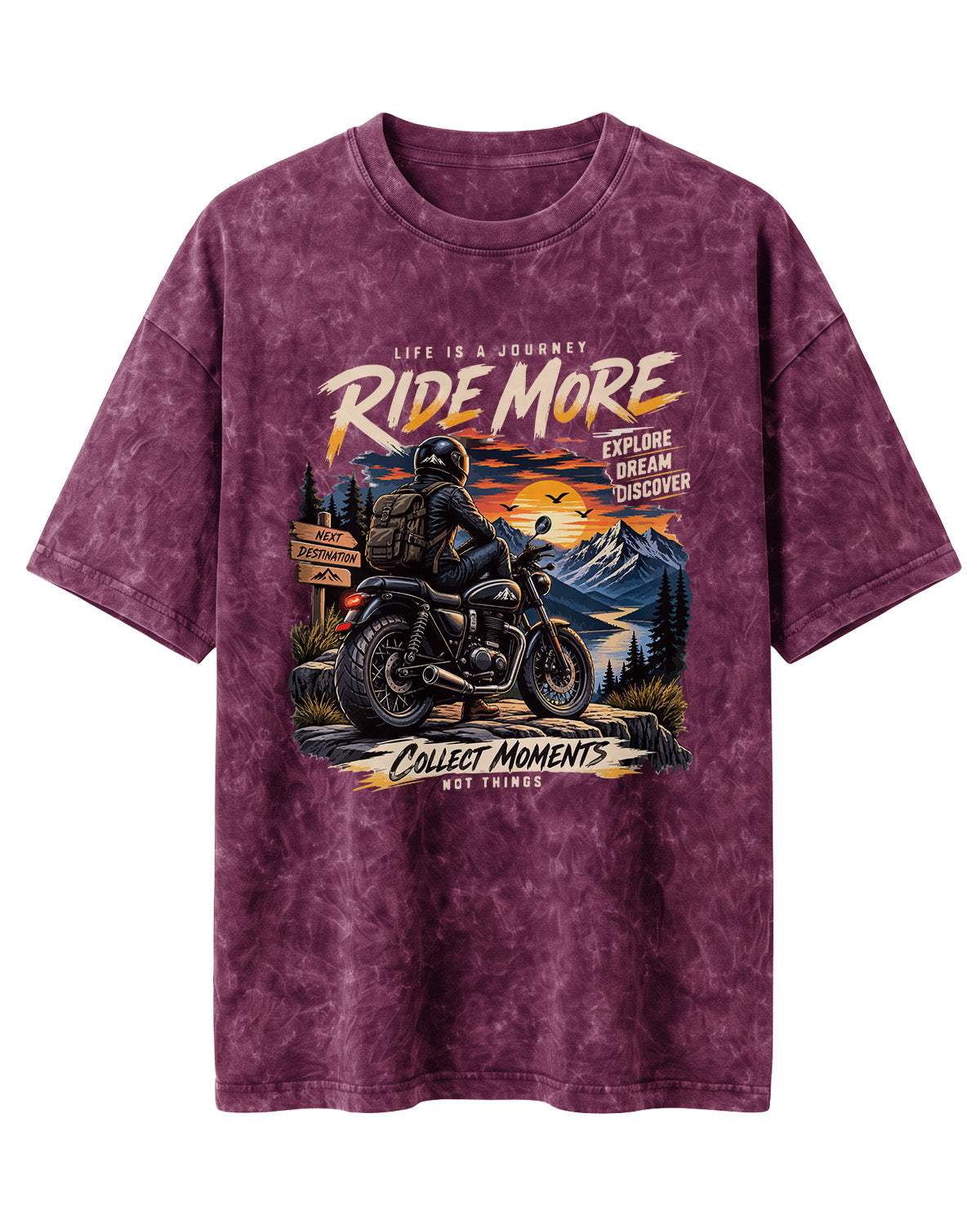 Ride more motorcycle graphic biker acid washed t-shirt