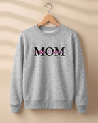Mom Best Ever graphic sweatshirt with pink script lettering