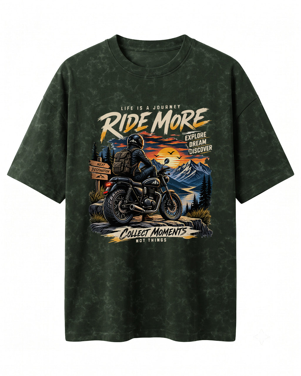 Ride more motorcycle graphic biker acid washed t-shirt
