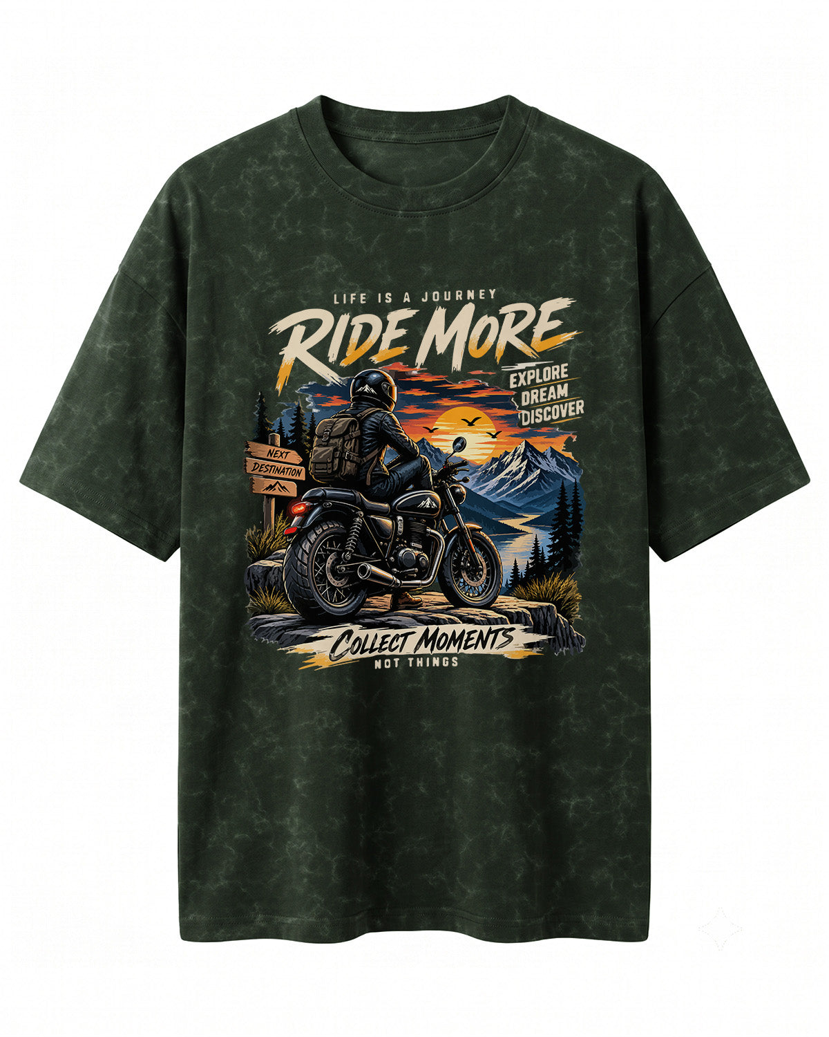 Ride more motorcycle graphic biker acid washed t-shirt