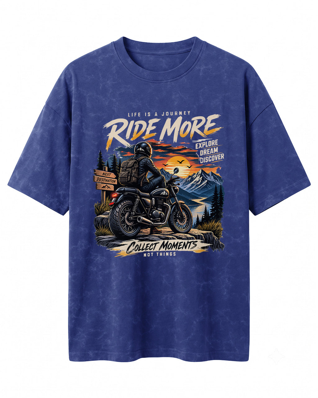 Ride more motorcycle graphic biker acid washed t-shirt