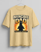 Oversized unisex t-shirt with “Invincible Dad Protector Provider” typography print, crafted from 220 GSM cotton, bio‑washed and pre‑shrunk.