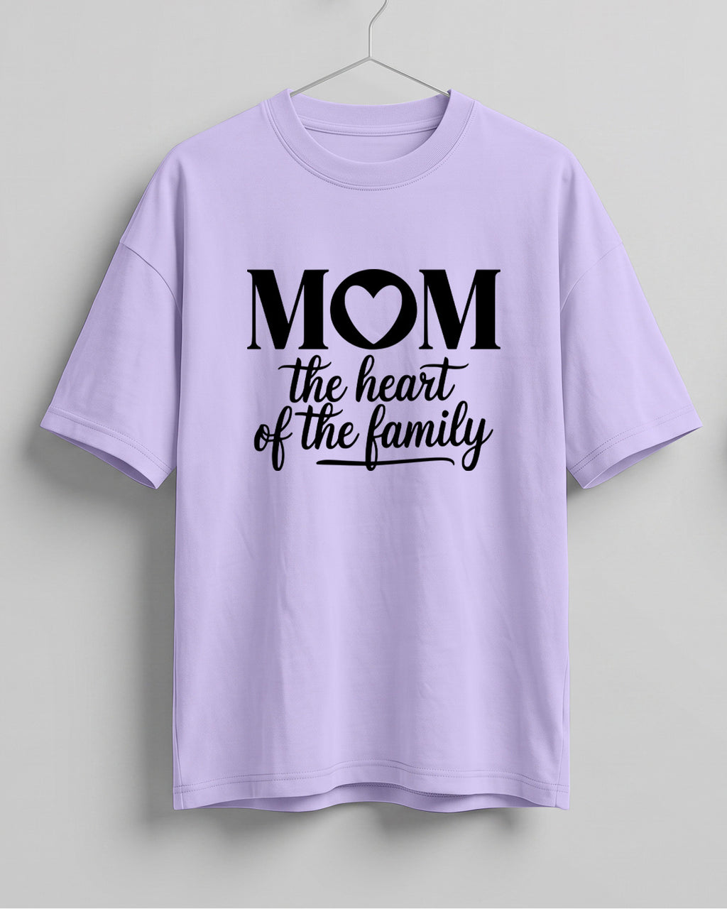 Xenovaurban oversized graphic T-shirt featuring Mom The Heart of the Family typography with a heart detail