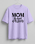 Xenovaurban oversized graphic T-shirt featuring Mom The Heart of the Family typography with a heart detail
