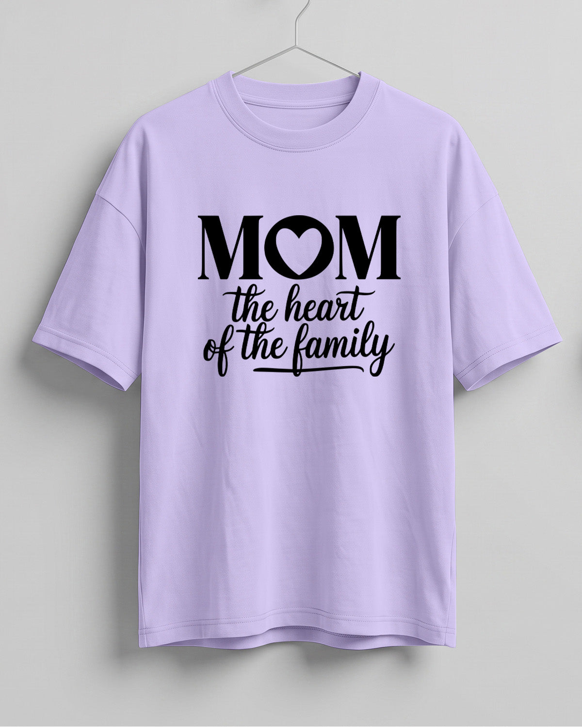 Xenovaurban oversized graphic T-shirt featuring Mom The Heart of the Family typography with a heart detail