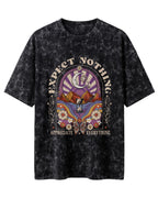 Oversized unisex acid washed t-shirt featuring “Expect Nothing” motivational typography print, crafted from 220 GSM cotton.