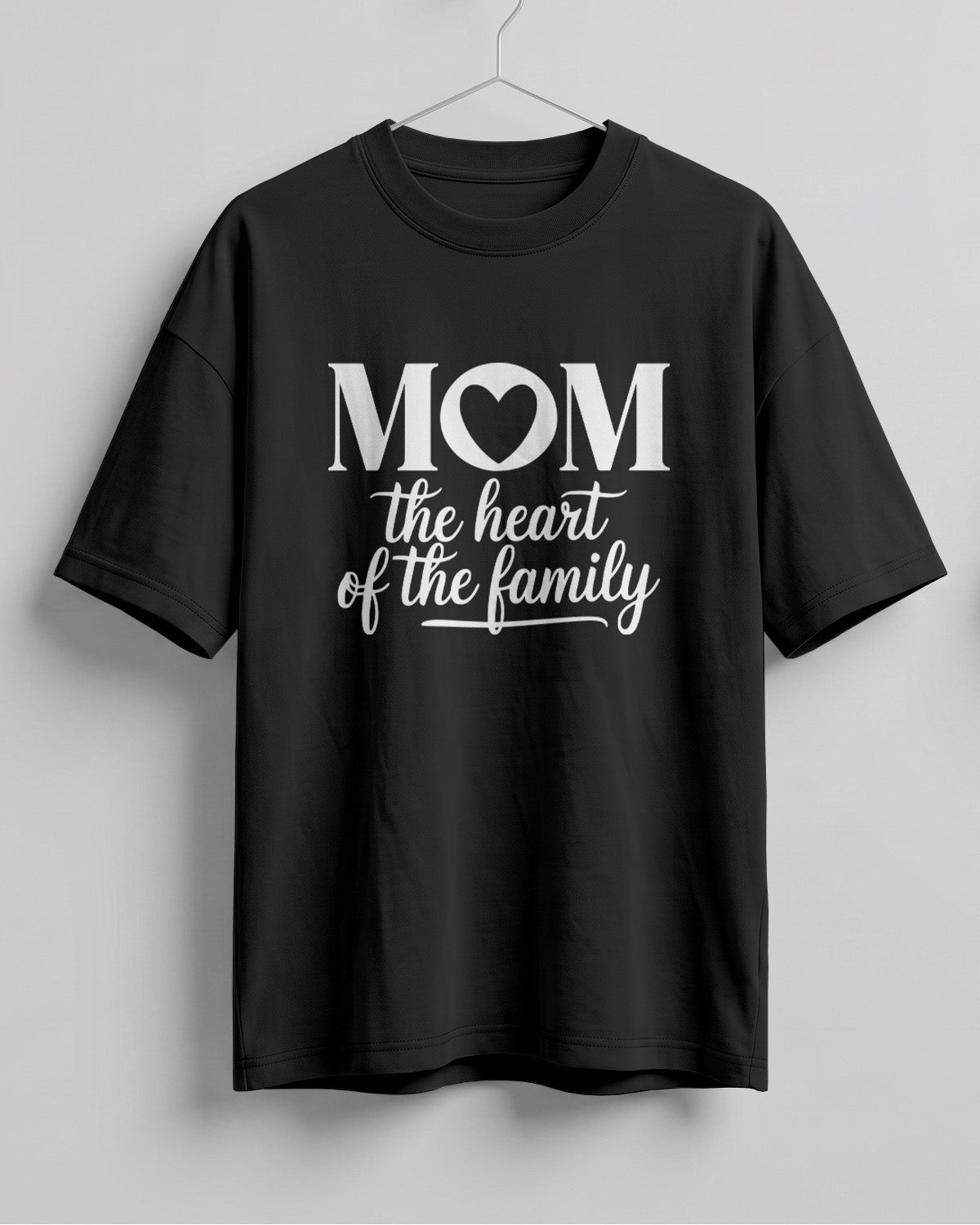Xenovaurban oversized graphic T-shirt featuring Mom The Heart of the Family typography with a heart detail