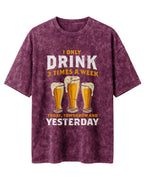 Xenovaurban 240 GSM heavyweight cotton oversized T-shirt featuring three illustrated beer glasses and the text I Only Drink 3 Times a Week