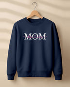 Mom Best Ever graphic sweatshirt with pink script lettering