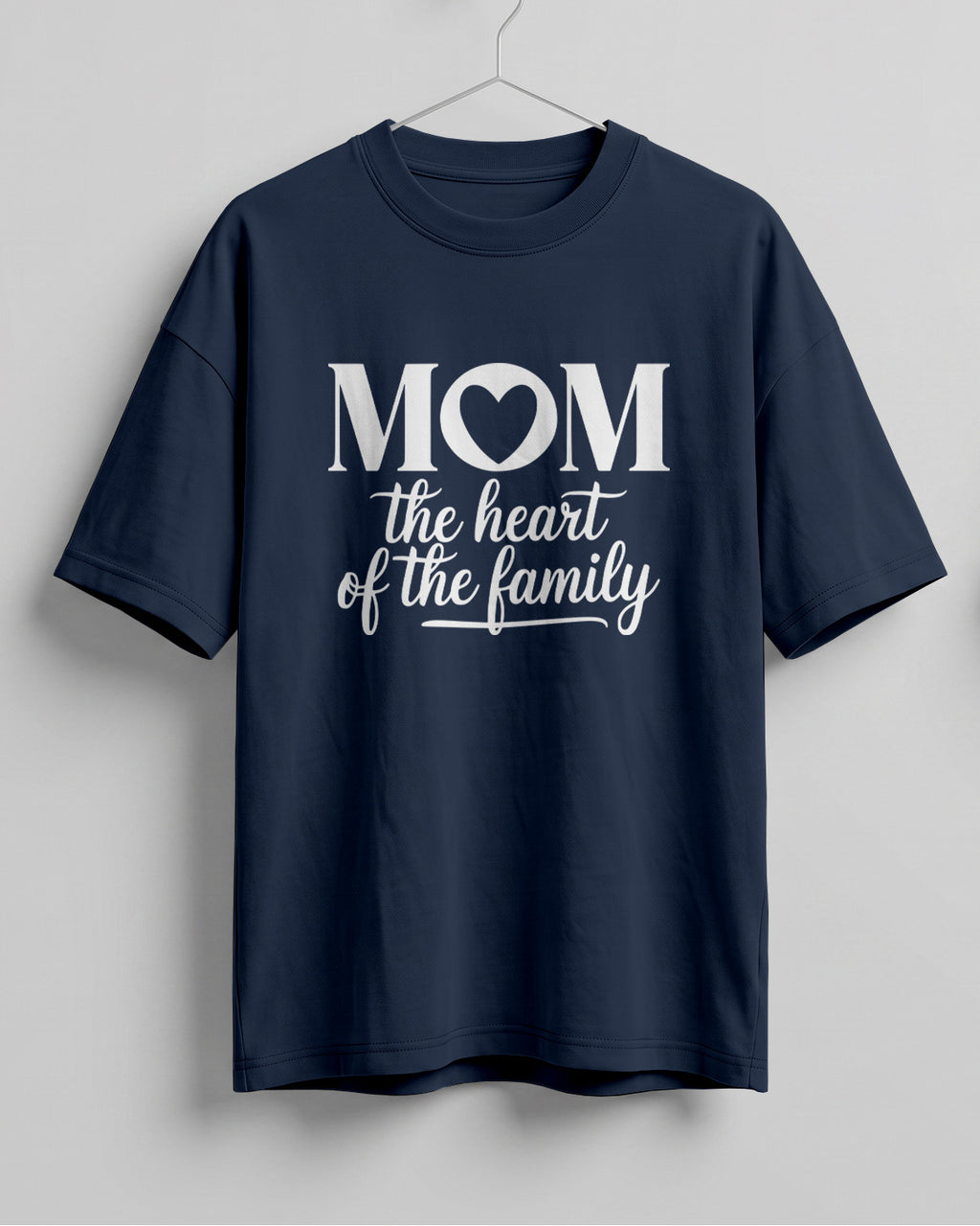 Xenovaurban oversized graphic T-shirt featuring Mom The Heart of the Family typography with a heart detail