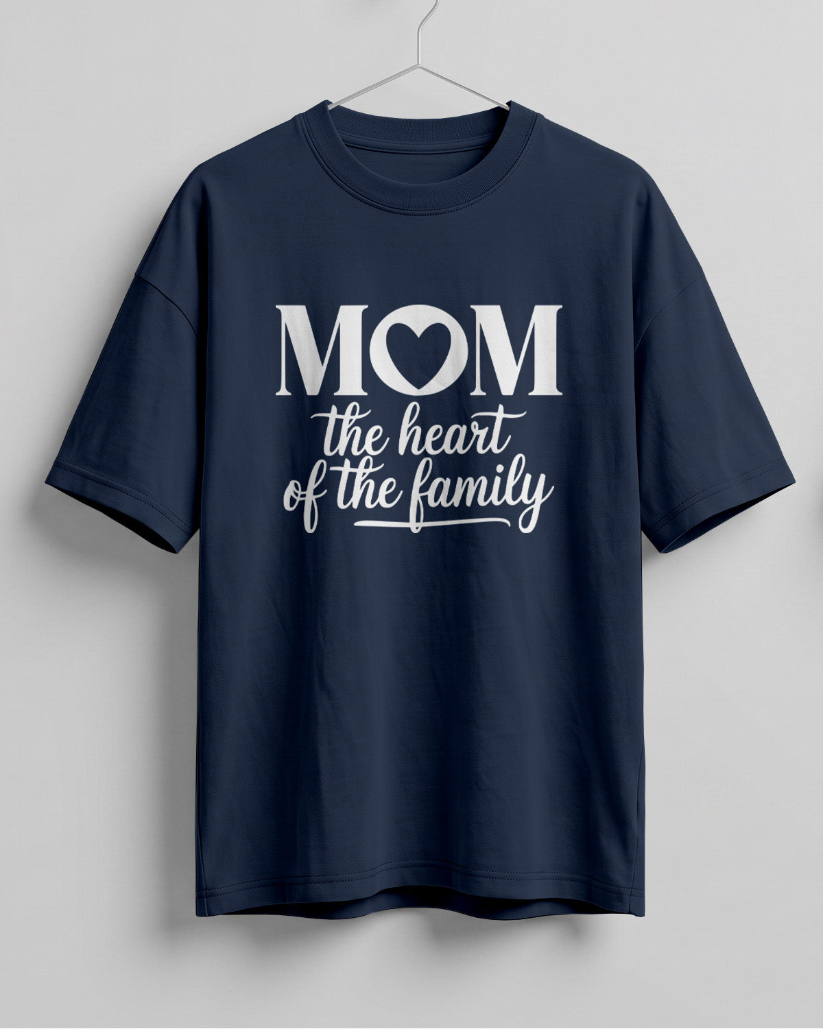 Xenovaurban oversized graphic T-shirt featuring Mom The Heart of the Family typography with a heart detail