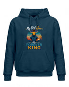 Xenovaurban graphic hoodie featuring father carrying his child on his shoulders illustration and “My First Hero, My Forever King” typography