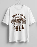 Four wheels soul motorcycle graphic biker oversized t-shirt