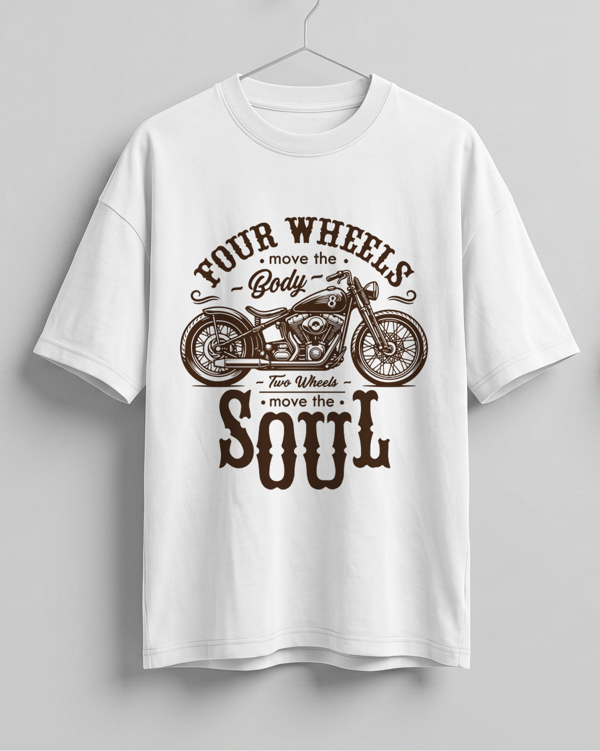 Four wheels soul motorcycle graphic biker oversized t-shirt