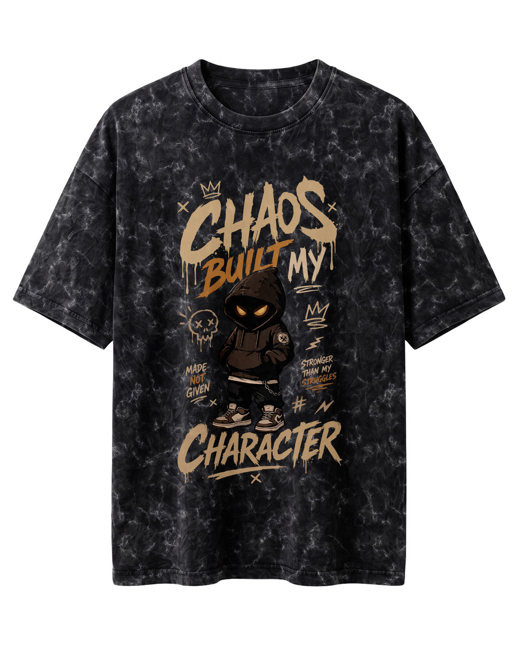 Chaos Built My Character Acid Washed Oversized T-Shirt