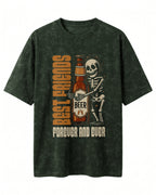 Xenovaurban 240 GSM heavyweight cotton oversized T-shirt featuring a beer bottle and skeleton illustration with the text Best Friends Forever and Ever
