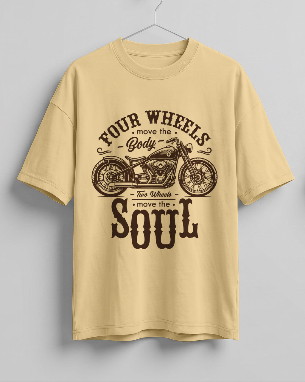 Four wheels soul motorcycle graphic biker oversized t-shirt