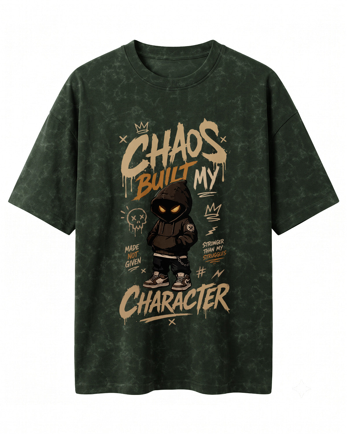 Chaos Built My Character Acid Washed Oversized T-Shirt