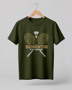 Motivational sports graphic half sleeve t-shirt featuring bold “Court King” typography with tennis player silhouette printed on premium cotton fabric.