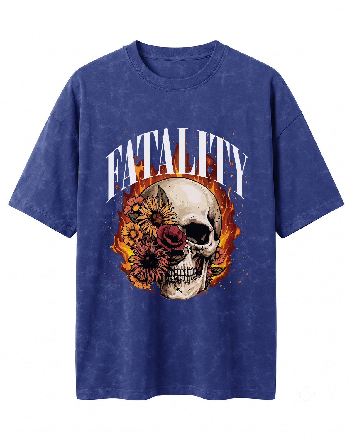 Oversized unisex acid washed t-shirt featuring “Fatality” typography print, crafted from 220 GSM cotton.