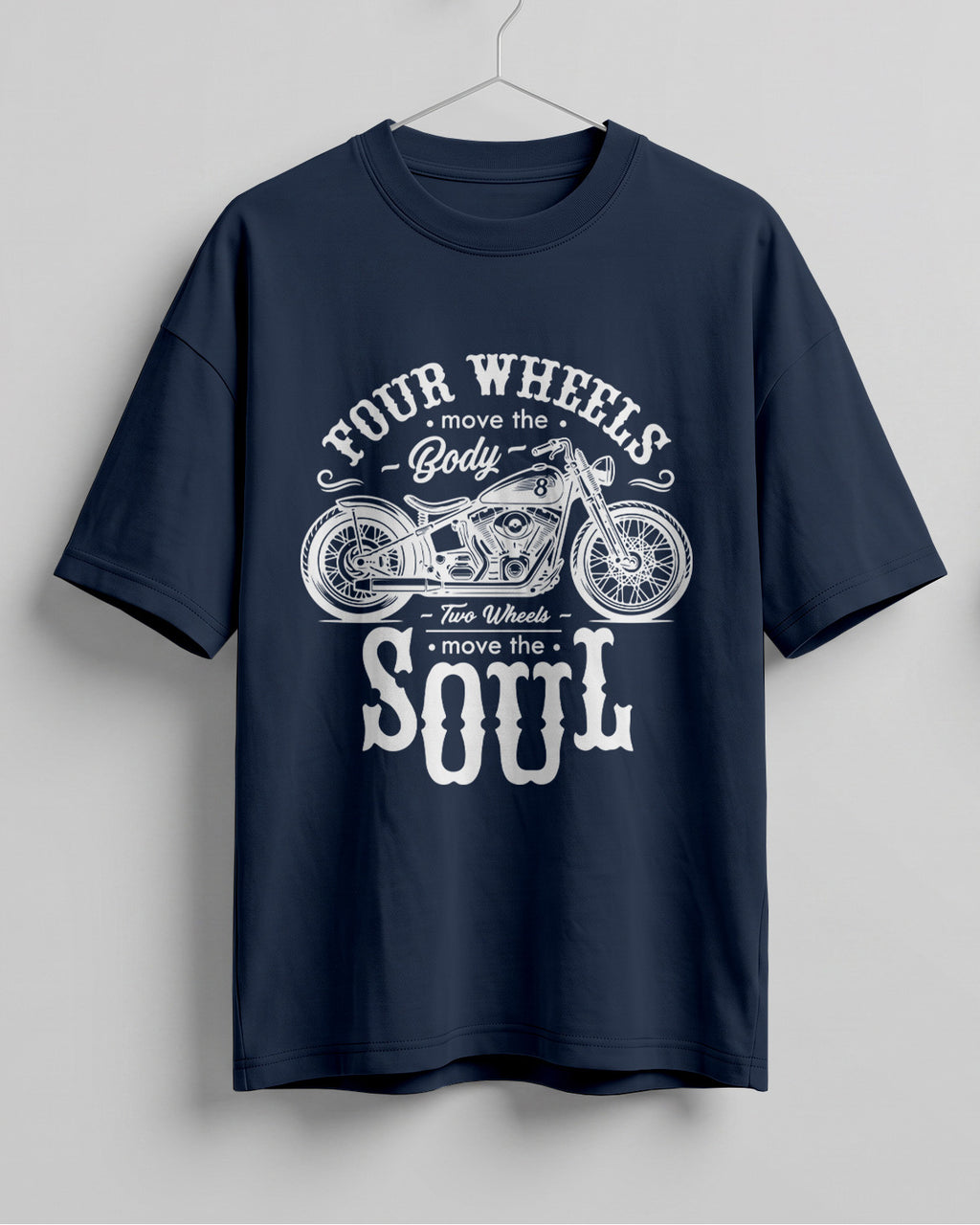 Four wheels soul motorcycle graphic biker oversized t-shirt
