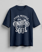 Four wheels soul motorcycle graphic biker oversized t-shirt