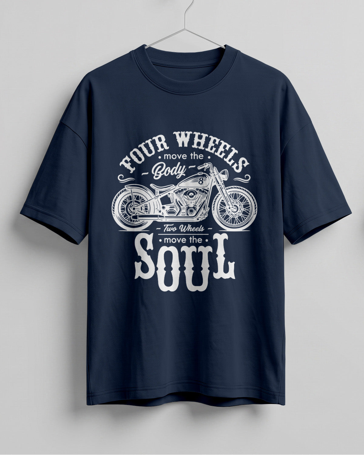 Four wheels soul motorcycle graphic biker oversized t-shirt