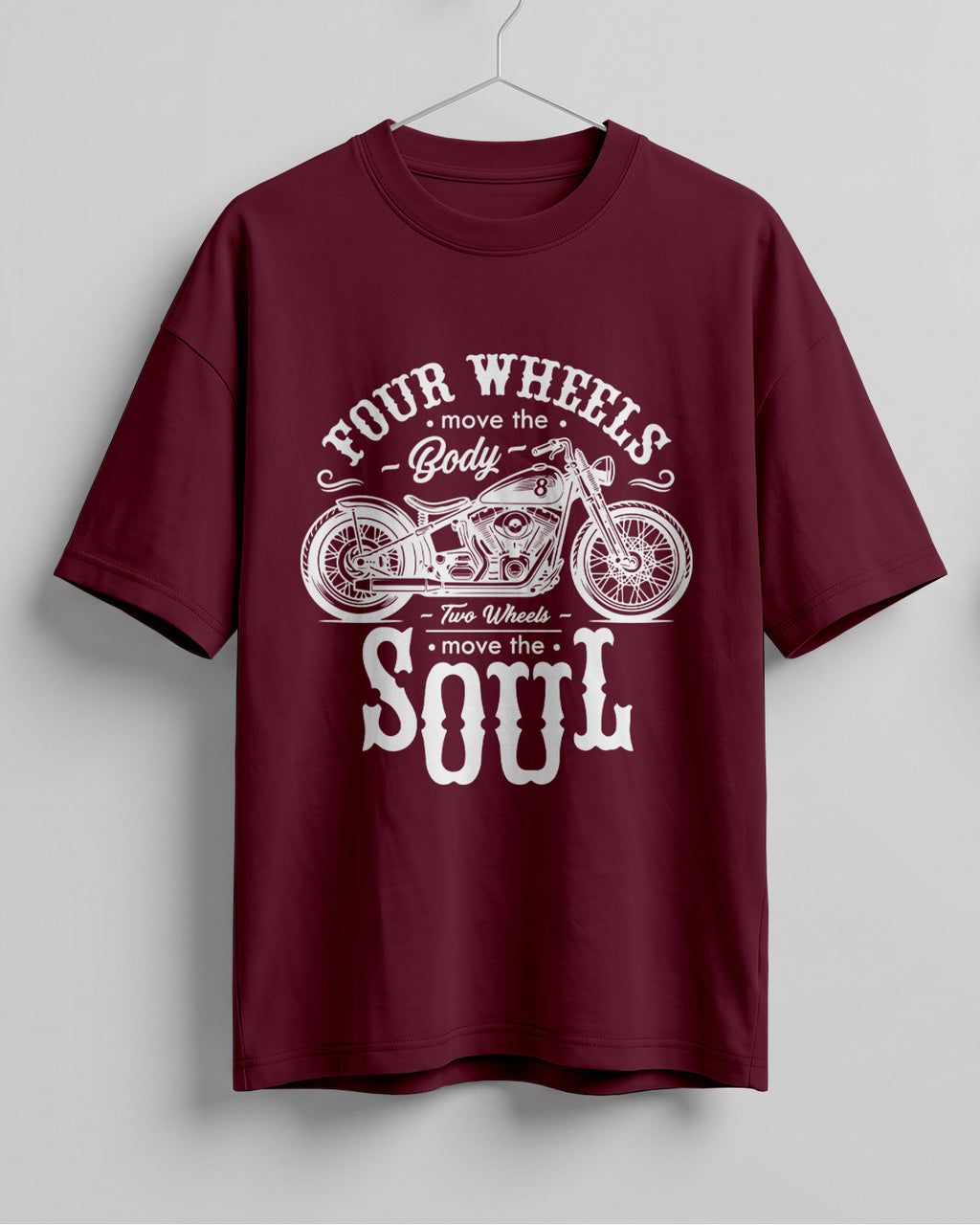 Four wheels soul motorcycle graphic biker oversized t-shirt
