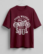 Four wheels soul motorcycle graphic biker oversized t-shirt