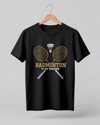 Motivational sports graphic half sleeve t-shirt featuring bold “Court King” typography with tennis player silhouette printed on premium cotton fabric.