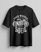 Four wheels soul motorcycle graphic biker oversized t-shirt