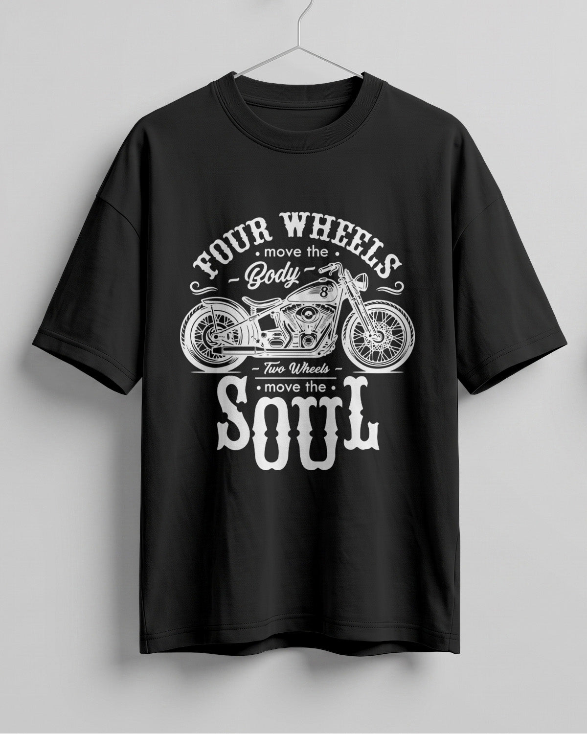 Four wheels soul motorcycle graphic biker oversized t-shirt