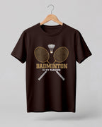 Motivational sports graphic half sleeve t-shirt featuring bold “Court King” typography with tennis player silhouette printed on premium cotton fabric.