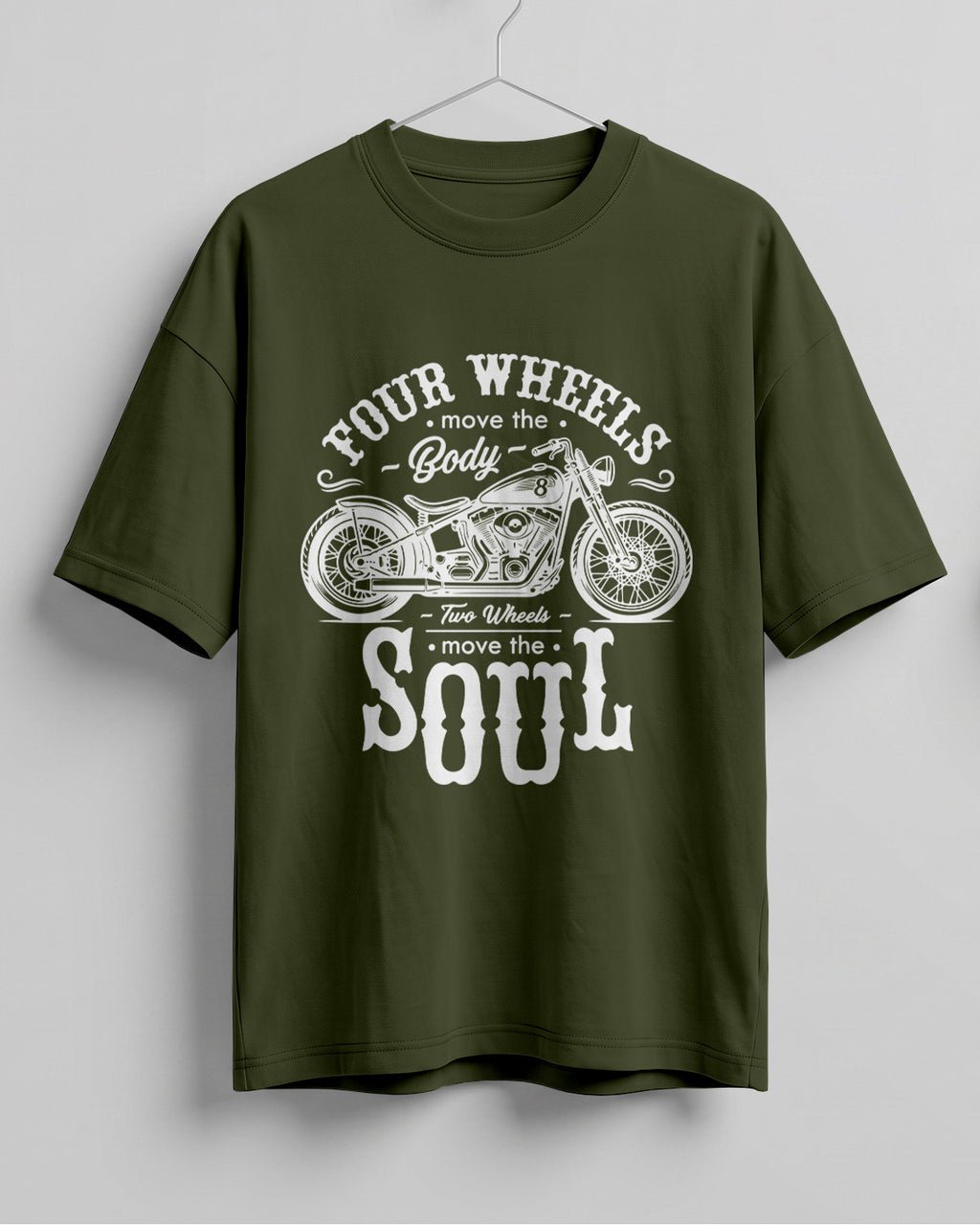 Four wheels soul motorcycle graphic biker oversized t-shirt