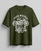Four wheels soul motorcycle graphic biker oversized t-shirt
