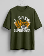 Xenovaurban oversized T-shirt featuring Beer What's Your Superpower typography and illustrated beer glasses